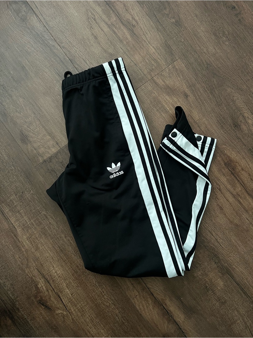 Adidas Black Joggers Buttons with White Triple Stripes